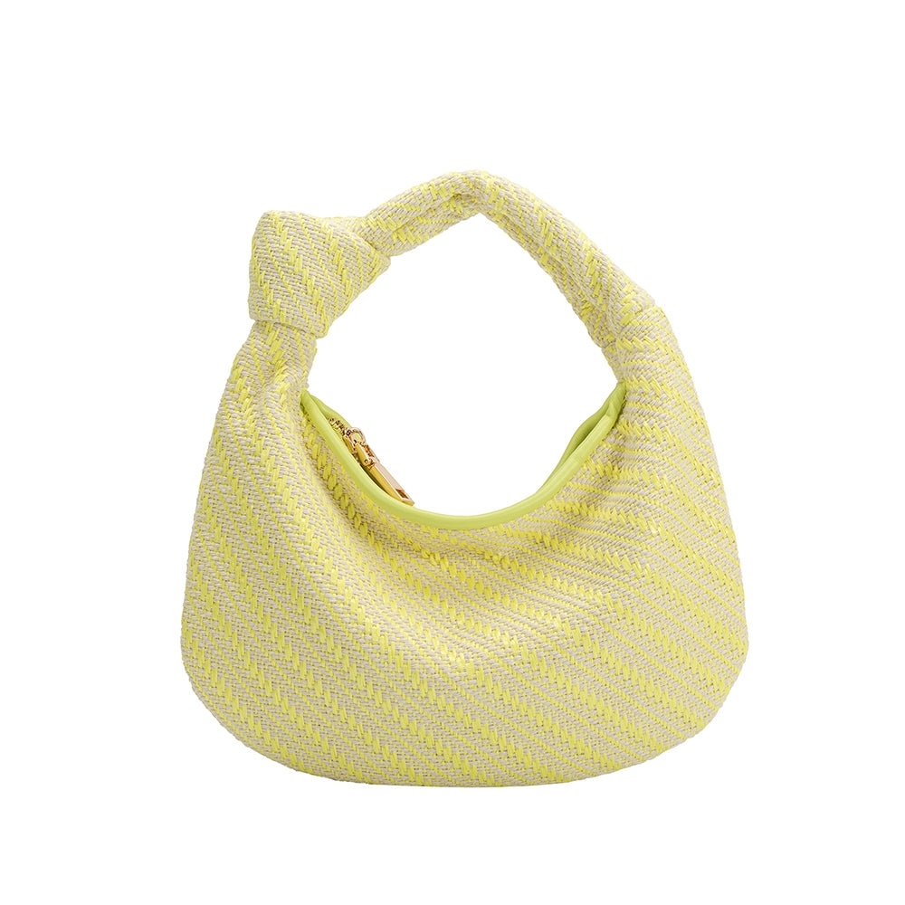 Melie Bianco Cher Yellow Raffia Small Top Handle Bag